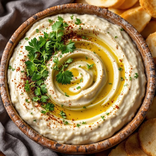 Baba Ganoush with Za atar and Paanch Phoran