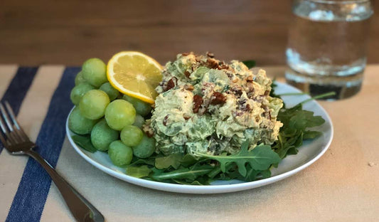 Curried turkey salad with grapes, pecans and cilantro