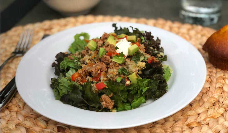 Turkey Taco Salad with Honey Cornbread Topping