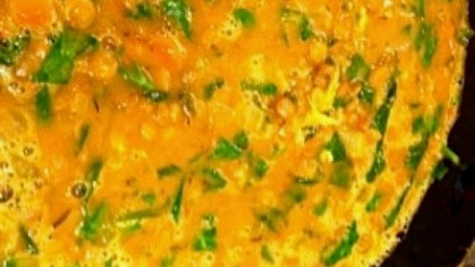 Green Lentil Soup with Spinach and Coconut Milk
