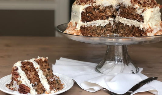 Coconut Cream Cheese Frosting on top of carrot cake