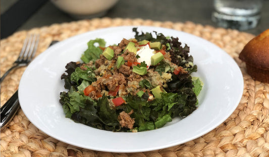 Turkey Taco Salad with Honey Cornbread Topping .