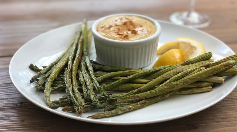 Roasted Asparagus Spears with Curry Dip